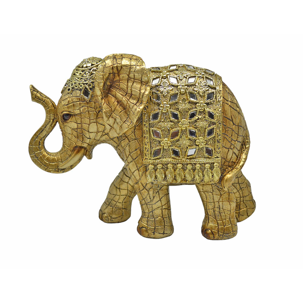 Decorative elephant, gold, 20,5x7x15cm - behomestores.com